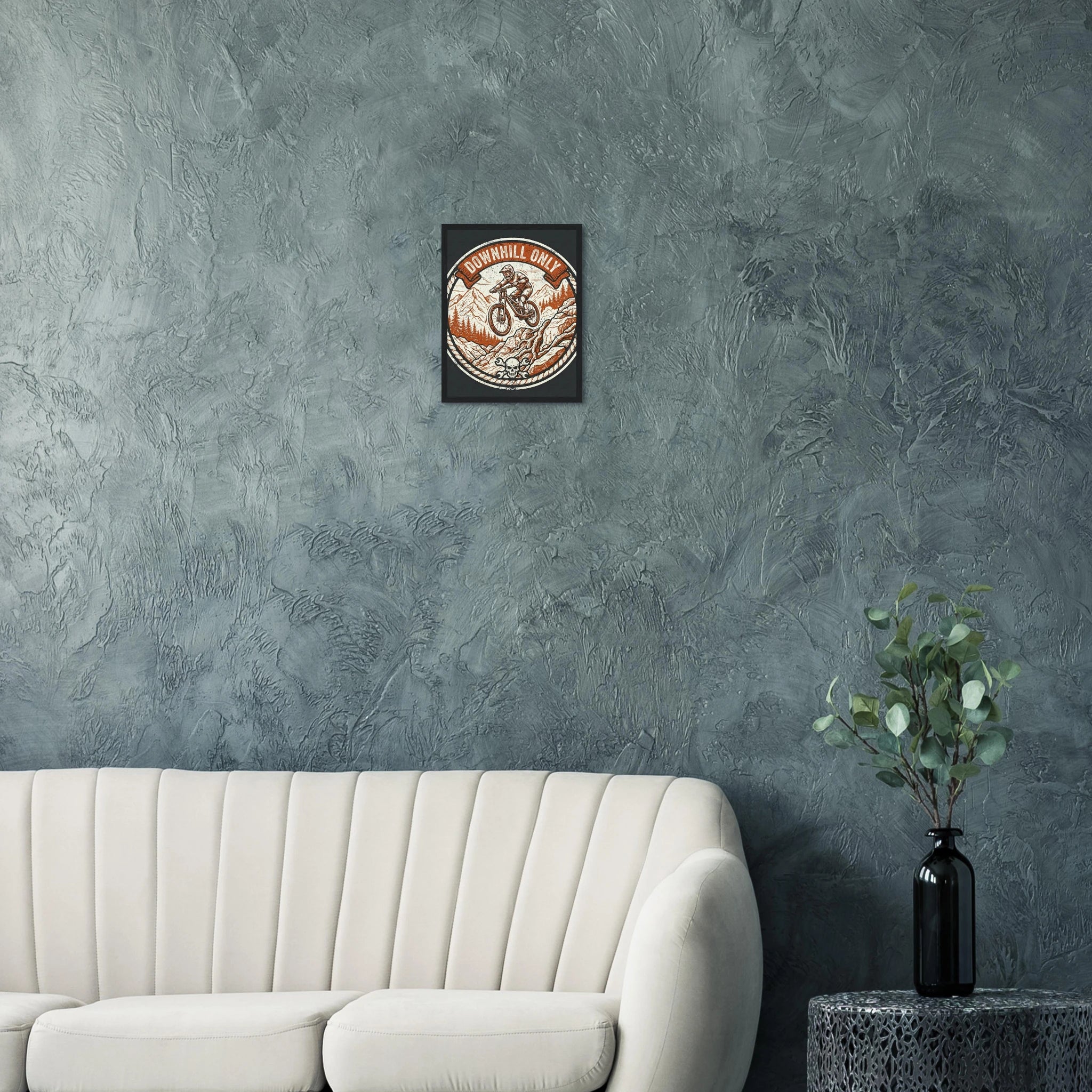Downhill Only Skull Framed Print | Mountain Bike Wall Art - view 4