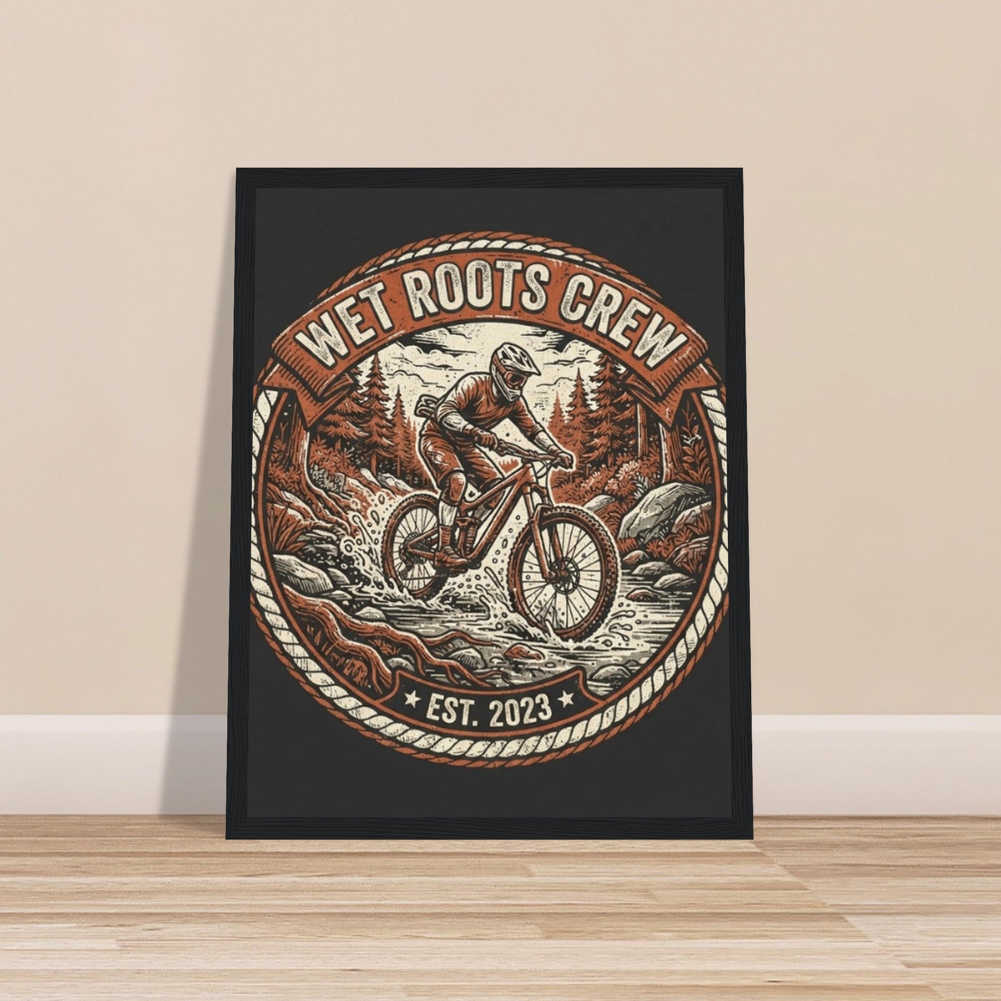 Wet Roots Crew Framed Print | Mountain Bike Wall Art