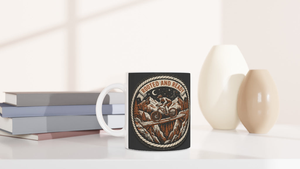 Rooted And Ready Moonlit MTB Mug | Mountain Biker Coffee Mug - view 6