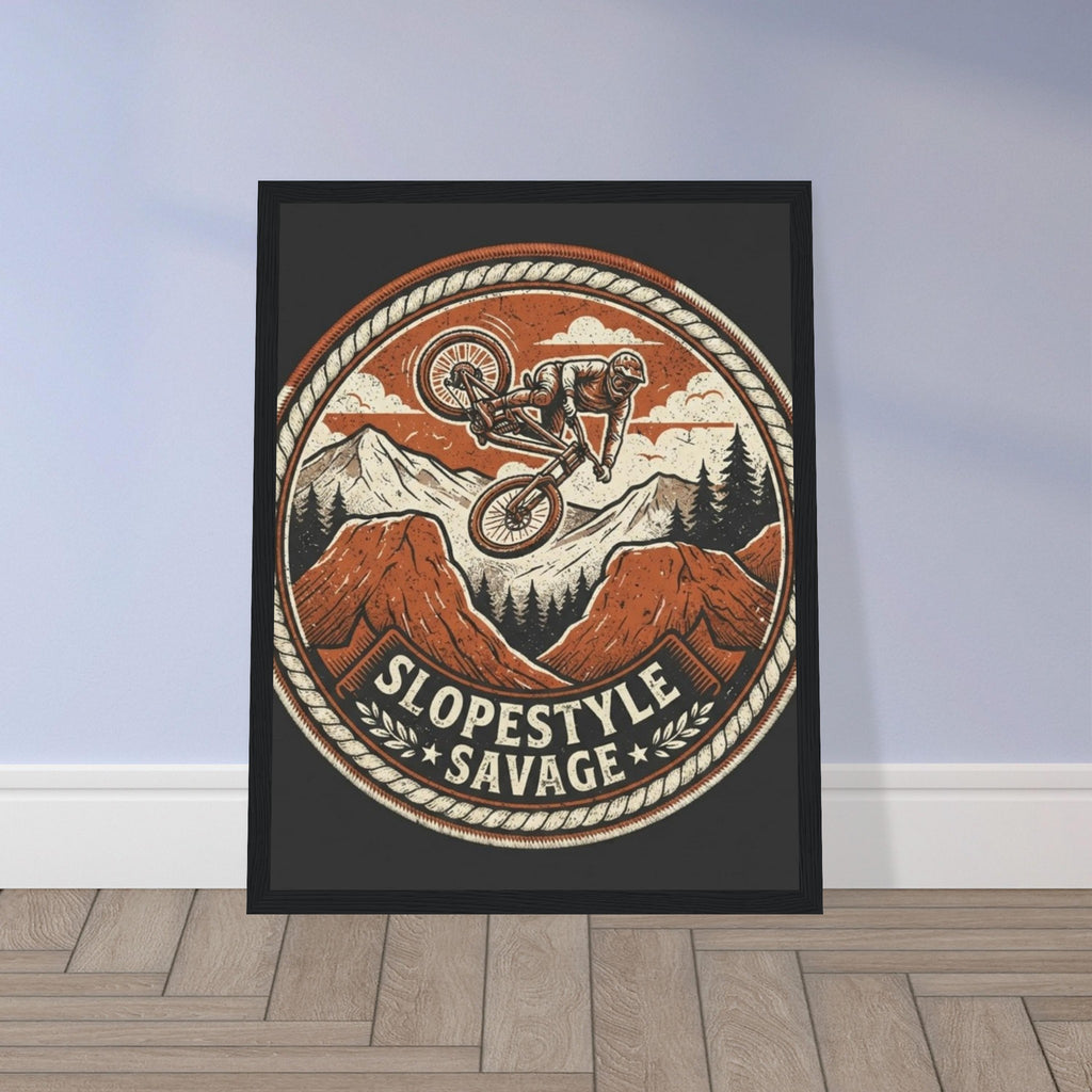 Slopestyle Savage Jump Framed Print | Mountain Bike Wall Art
