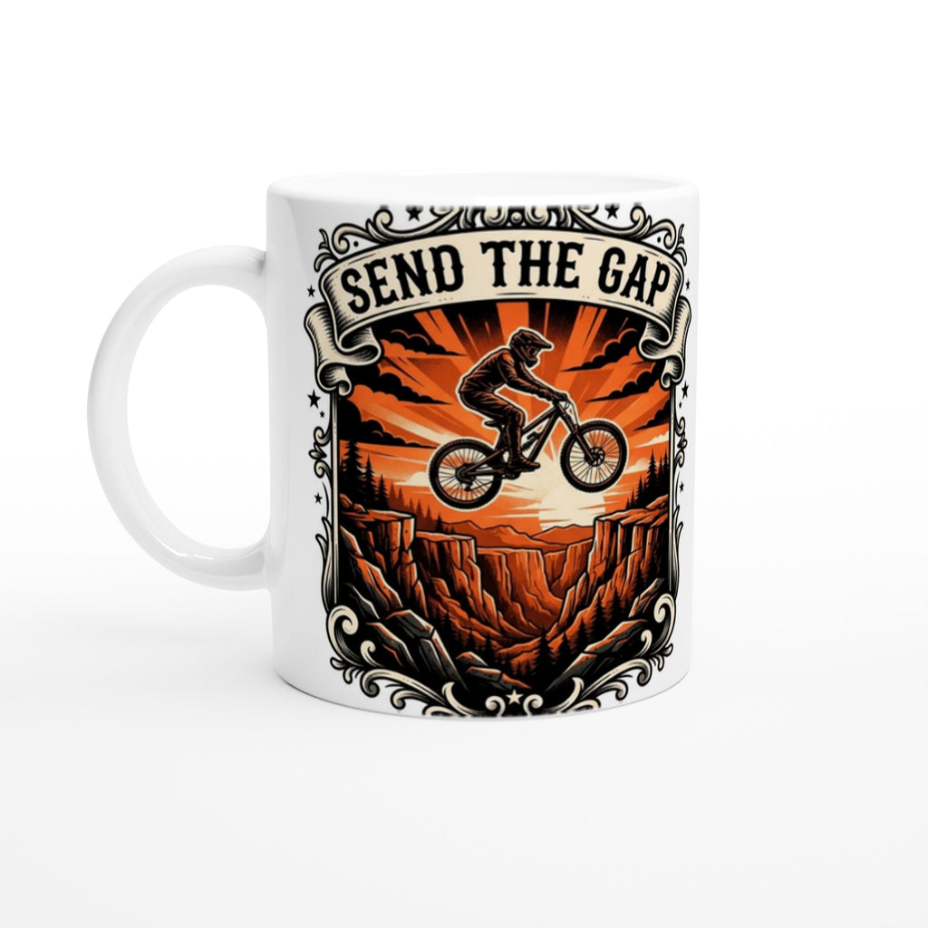 Send The Gap Orange MTB Mug | Mountain Biker Coffee Mug