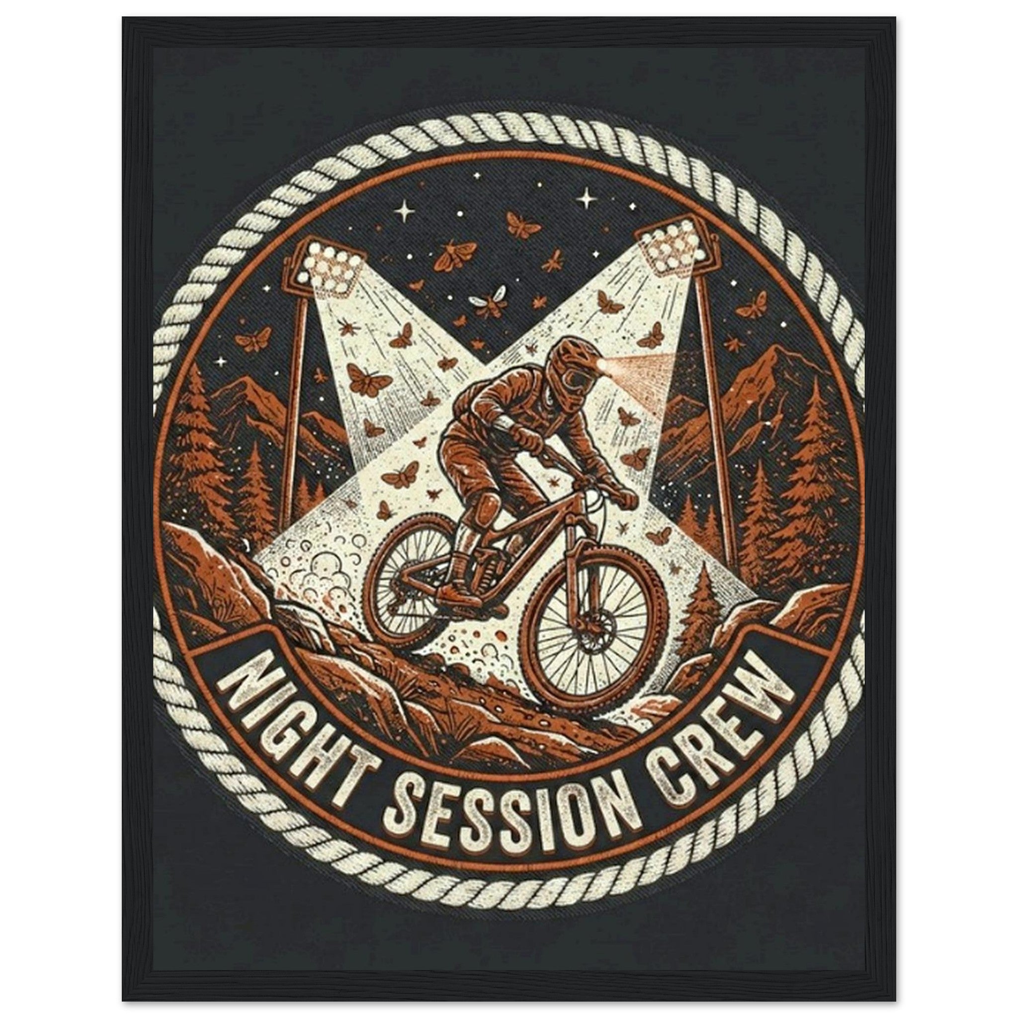 Night Session Crew Framed Print | Mountain Bike Wall Art - view 3