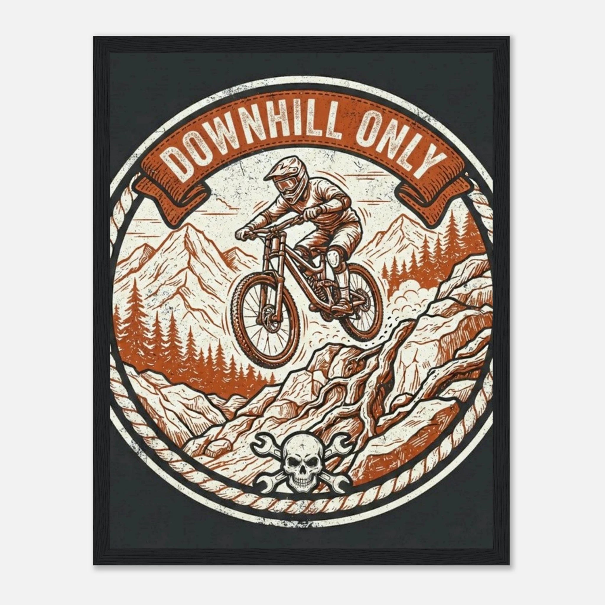 Downhill Only Skull Framed Print | Mountain Bike Wall Art - view 6