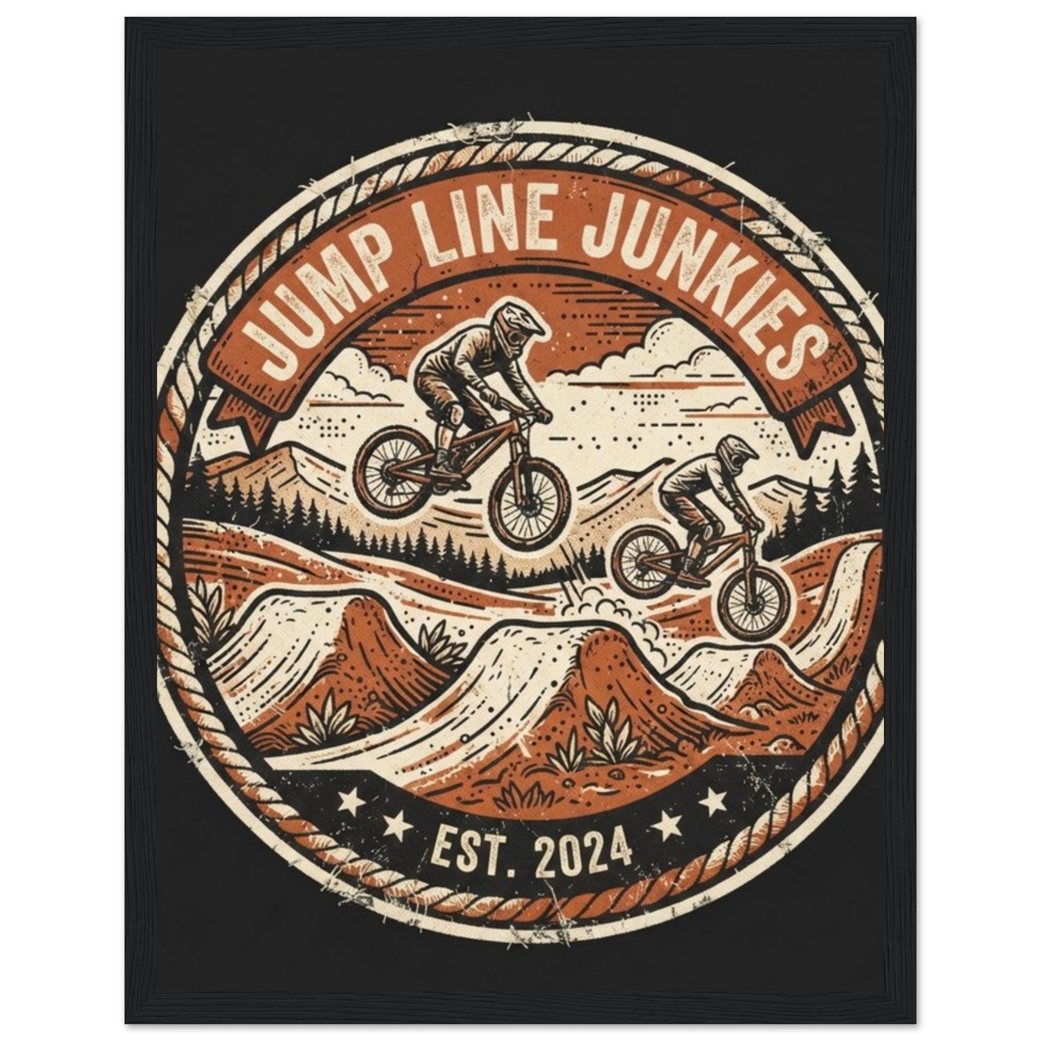 Jump Line Junkies Framed Print | Mountain Bike Wall Art - view 3