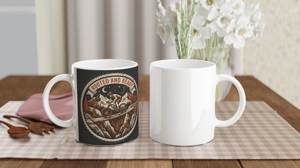 Rooted And Ready Moonlit MTB Mug | Mountain Biker Coffee Mug - view 5
