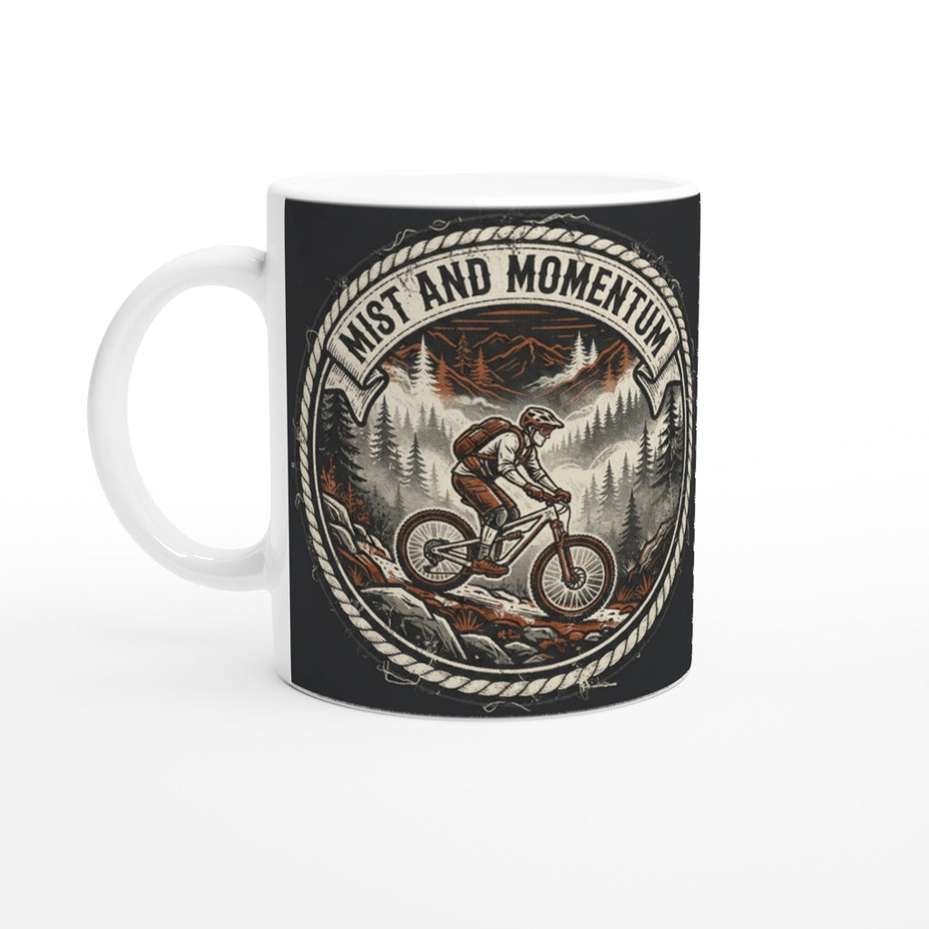Mist And Momentum Mountain MTB Mug | Mountain Biker Coffee Mug