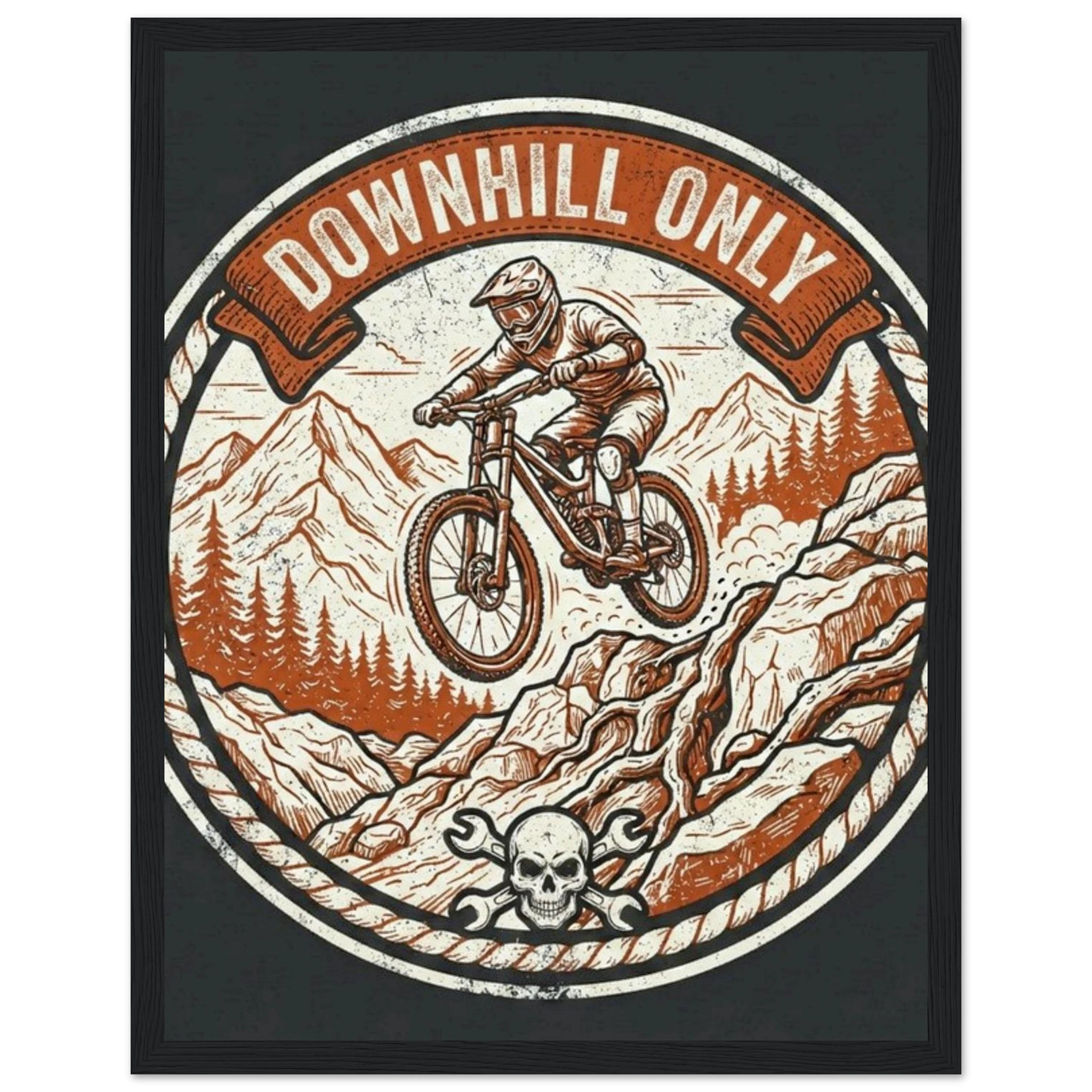 Downhill Only Skull Framed Print | Mountain Bike Wall Art - view 11