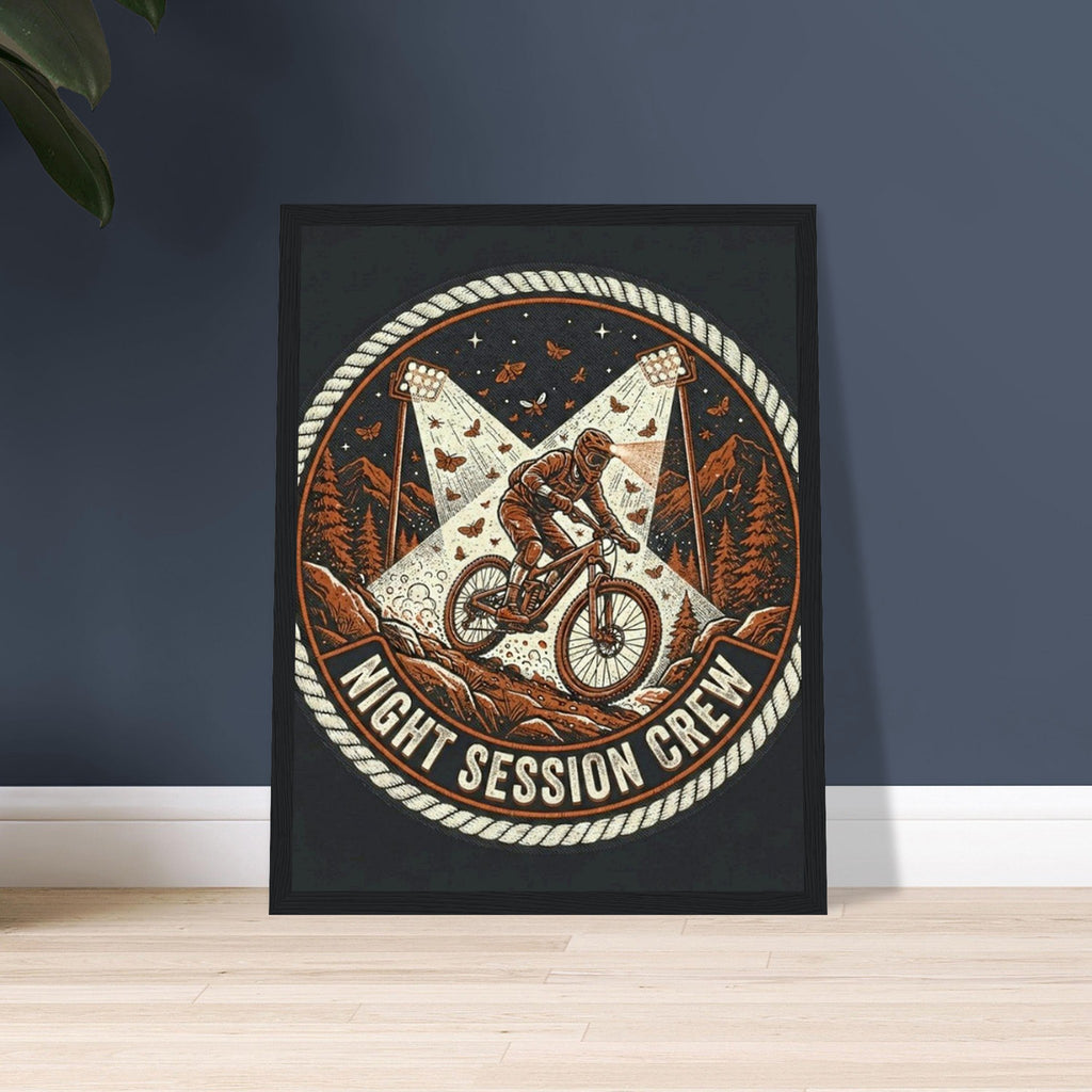Night Session Crew Framed Print | Mountain Bike Wall Art