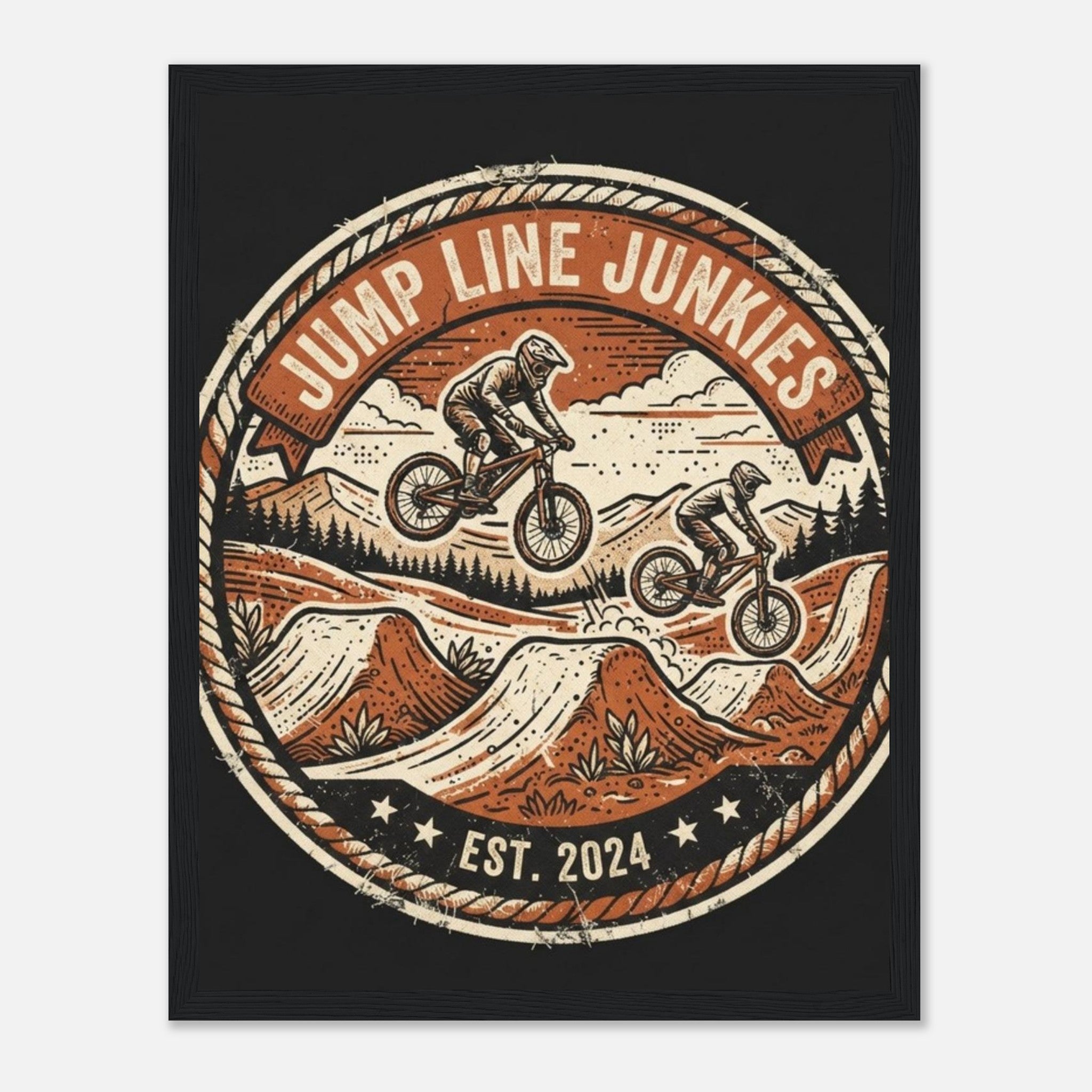 Jump Line Junkies Framed Print | Mountain Bike Wall Art - view 4