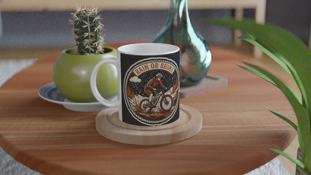Rain Or Shine MTB Mug | Mountain Biker Coffee Mug - view 4